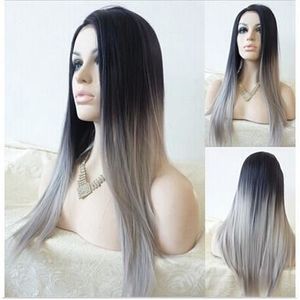 Soie Droite Ton Gris Glueless Ombre Couleur Noir Et Gris