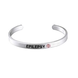 BRACELET - GOURMETTE ÉPILEPSIE - Bracelet en acier inoxydable pour femmes, manchette rouge créative, pour alerte médicale, pour l'