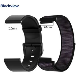 BRACELET MONTRE CONNEC. 2PCS Bracelet Montre 20MM Compatible avec Blackview IOWODO R2/ R3/ R3PRO/ X3PRO/ R5/ R8/R30/R30PRO/R50/W10 TPU et Nylon Noir