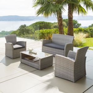 Salon De Jardin Bora Bora Gris Clair 4 Places Achat Vente