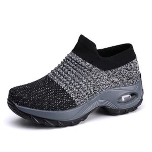 BASKET Basket Femme Chaussure de Sport Running Marche Travail Casual Tennis Air Course Fitness Gym Jogging Outdoor Sneakers-Gery