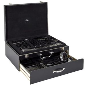 Ménagère 84 Pièces "Coffret Bois" 45cm Noir