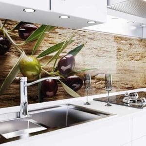 CREDENCE danario Crédence Adhésive pour Cuisine  Opaco  Protège Mur Cuisine  Salle de Bain  Mural décoratif Autocollant  0,37 mm  Olives 60