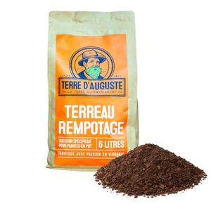 TERREAU - SABLE TERRE D'AUGUSTE - Terreau rempotage 6L avec fermeture éclair refermable - Solution Spécifique pour Plantes en Pot 