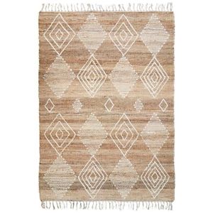 TAPIS DE COULOIR PRIMI LOSANGES - Tapis en chanvre avec motifs losanges en laine épaisse naturel 160 x 230 cm Beige