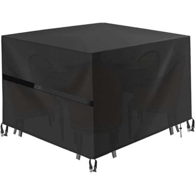 Housse Protection Salon De Jardin 230x90x55cm - Bâche Étanche Oxford 600D Noire Avec Corde Et Boucles