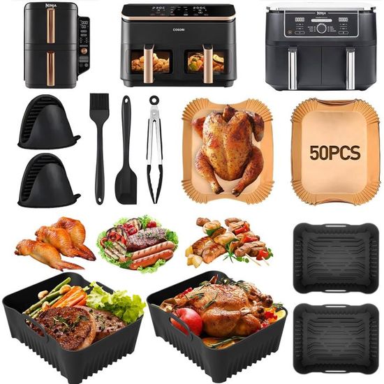 Tapis De Rangement Silicone Pour Friteuse Cosori Dual Zone 8.5L Et Dual Blaze 10L - Antidérapant, Lavable