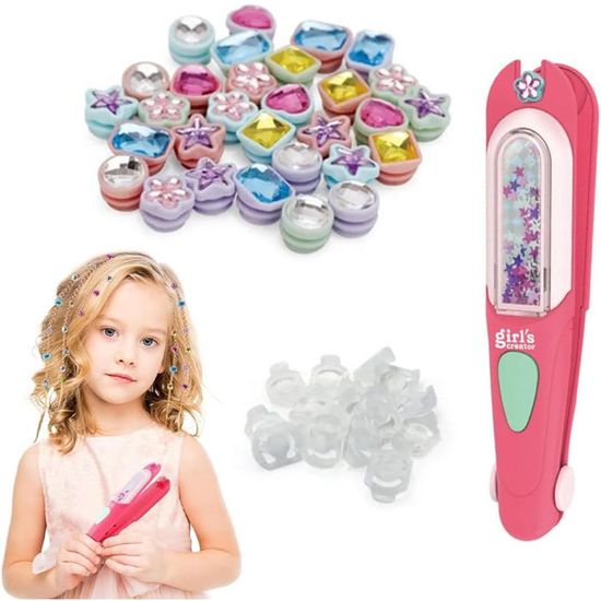 Jouet Coiffure Créative Machine à Strass Pour Cheveux JYNVO - Avec 60 Gemmes, Créations De Coiffures Brillantes - Jouet Créatif Pour Filles Et Enfants