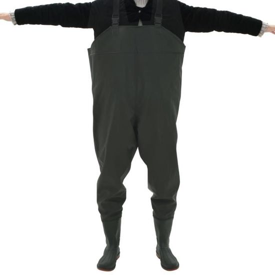 Cuissardes De Pêche Et Chasse Taille 42 - Vert Foncé, Polyester Enduit PVC - Bretelles Réglables, étanches