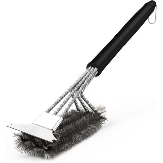 Brosse Pour Barbecue - En Métal, Manche Bois, 31 Cm - Nettoyage Facile Des Grilles - 4