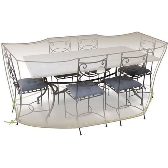 Housse table rectangle + chaises - 6 à 8 personnes - gris mastic