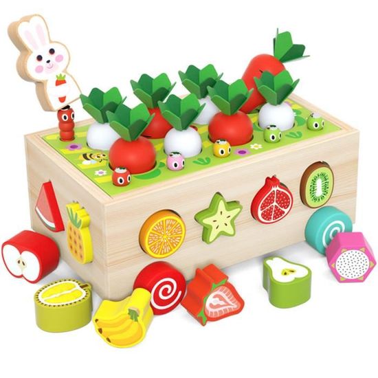 Perles en Bois à Enfiler Jouet - Montessori - 44 Pièces Animaux et Fruits - Jeux Éducatifs Enfant - Jeux - Jouets