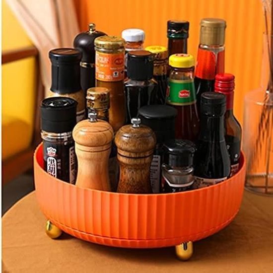 Kitstorack Plateau Tournant En Acier, 2 Niveaux Lazy Susan Rangement Epices Cuisine, Plateau Tournant Frig Epices Organisateur Plateau Tournant à 360° Range Epices Cuisine Pour Salle De Bain