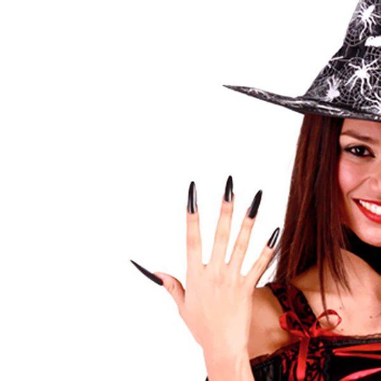 Faux ongles noirs - FIESTAS GUIRCA - Boite de 10 - Pour déguisement de sorcière ou Halloween