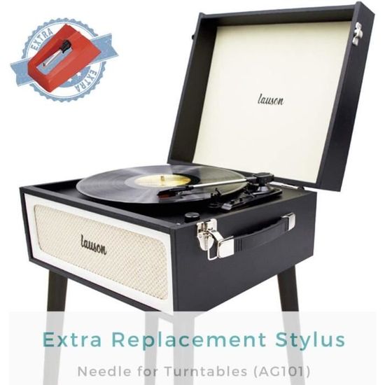 Lauson YT077 Platine Vinyle Rétro, Fonction Bluetooth et Encoding PC-Link | Tourne-Disque Vinyle Vintage avec Pieds | Lecteur Disques Vinyls 3 Vitesses 33/45/78 RPM Lecteur USB/SD (Noir