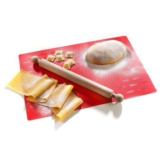 Rouleau à Pâtisserie En Silicone Avec Tapis De Cuisson 30x40 Cm – Antiadhésif, Ergonomique, Idéal Pizza, Fondant, Pâte à Biscuits (Bleu)