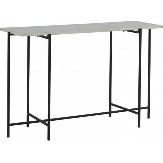 Console Métal Noir et Plateau Marbre Marque Hanjel Sellette Desserte