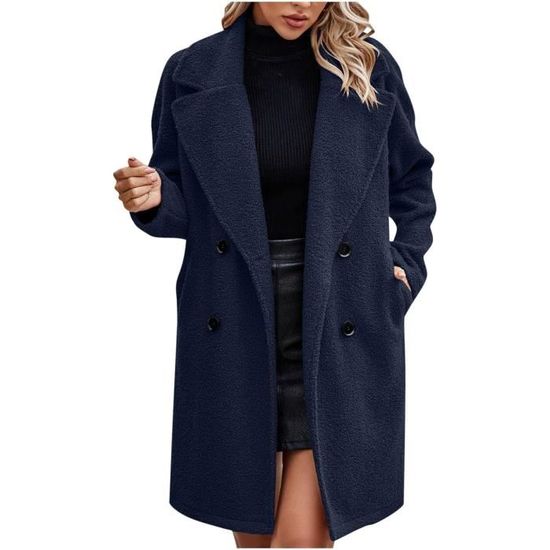Caban D'hiver Pour Homme En Laine Mélangée - Col Cranté, Boutonnage Simple, Coupe Ajustée Mi-longue