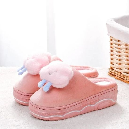 Chaussons,Pantoufles D'hiver à Semelle épaisse Pour Femmes, Chaussures En Fourrure, Chaudes