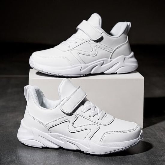 Baskets Enfant Garcon Fille Impermeable Respirant Anti derapant AIEVIS Couleur unie Scratch Blanc Cdiscount Chaussures