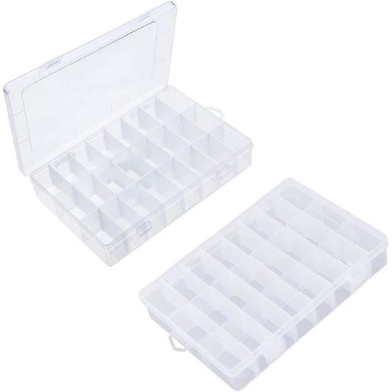 Lot De 4 Boîtes De Rangement Plastique Avec 24 Compartiments - Organisation Bijoux, Bricolage, Petites Pièces - Avec étiquettes