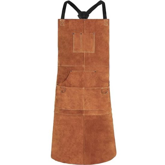 Tablier De Soudeur Avec 6 Poches Tablier De Travail En Cuir Anti Chaleur Ignifuge Tablier De Menuisier Pour Homme Reglable Cdiscount Maison