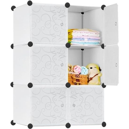 Armoire Penderie 12 Cubes De Rangement – 105x45x140cm – Blanc – étagères Cubes