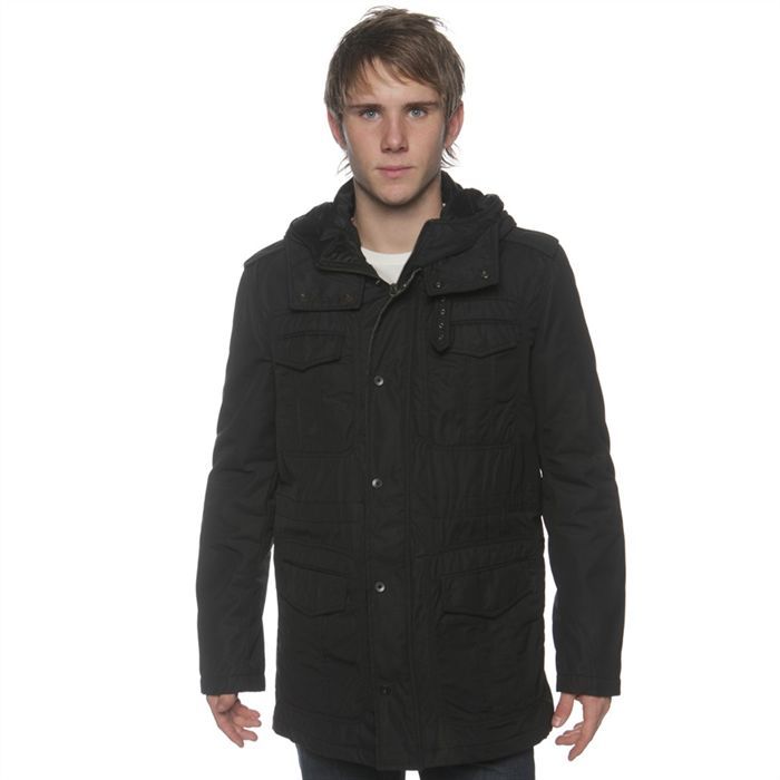 Manteau à simple boutonnage Coton DIESEL pour homme en coloris Noir Homme Vêtements Manteaux Manteaux longs et manteaux dhiver 