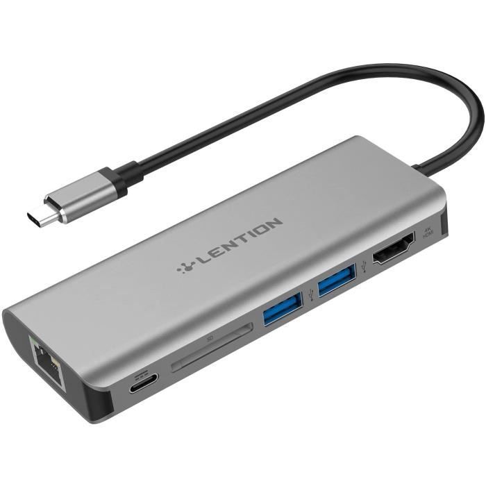 Hub USB C 7-en-1 Oliveria - HDMI 4K, Ports USB 3.0/2.0, Charge 100W, Lecteur SD/TF - Pour MacBook, IPad, PC