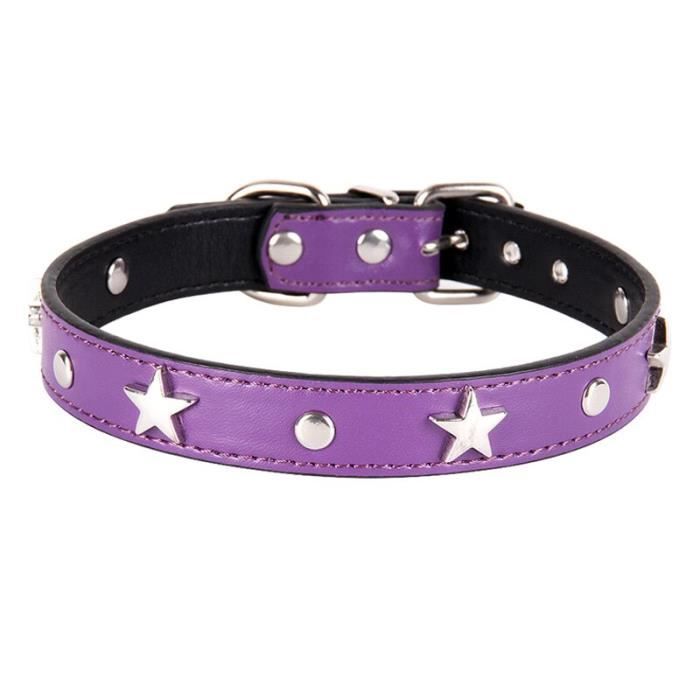 Collier à clous étoilés en cuir pour chien, tailles S-M-L 