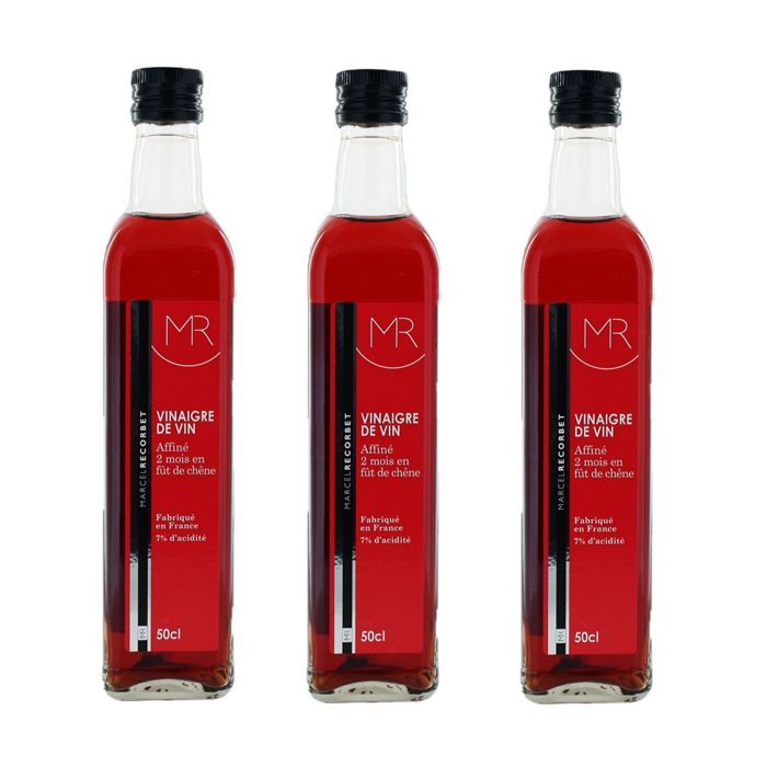 Lot 3x Vinaigre de vin rouge - MR - bouteille 500ml