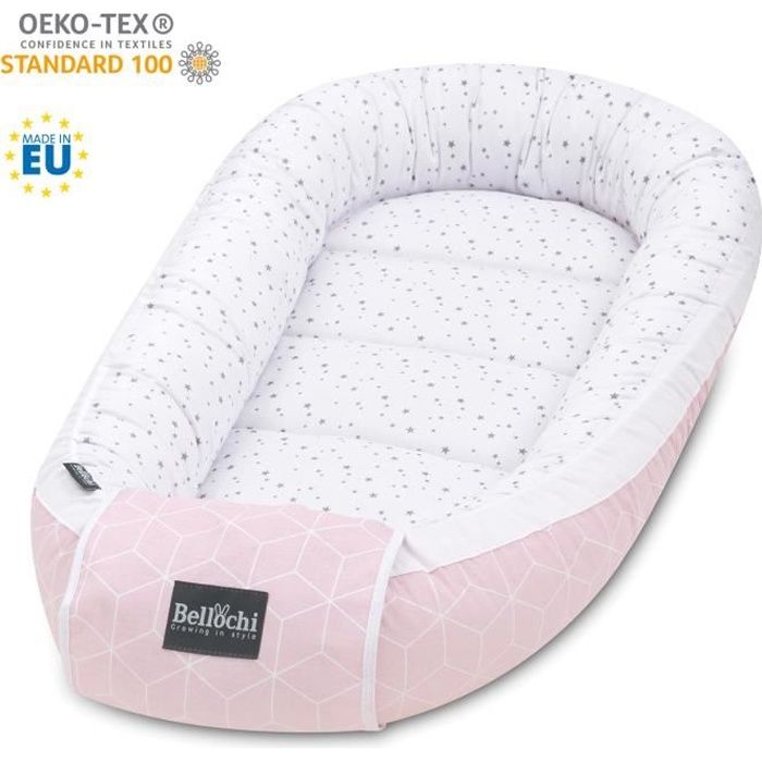 Bellochi Reducteur de Lit Bebe Cale Bebe pour Lit Cocon Bebe - 100% Coton OEKO-TEX 90 x 60cm - Nid de Bebe Baby Nest - Aurora