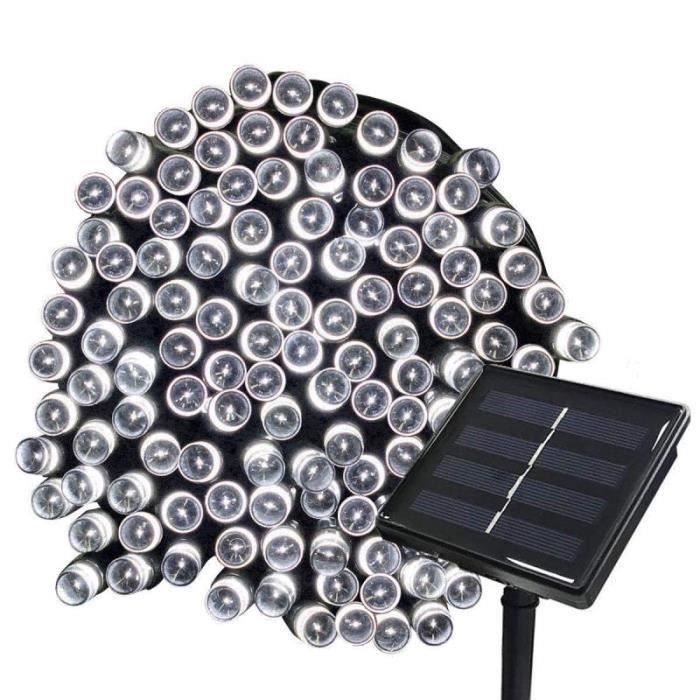 Guirlande Solaire 100 LED Blanches Ballon Lumière 8 Modes 12m, Guirlande Lumineuse Blanc, Guirlande de Noël Jardin Fête Décorative