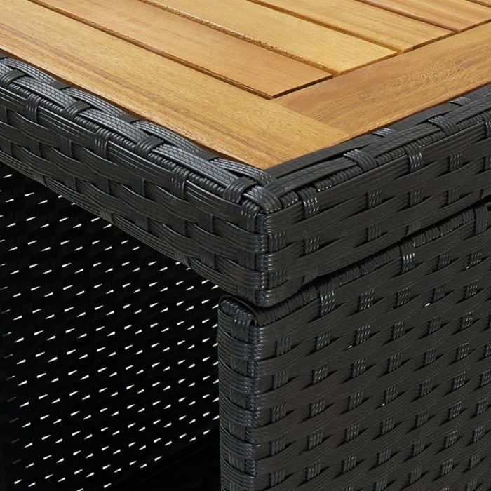 Bingo- Ensemble de bar d'extérieur 5 pcs - Lot d'une Table + 4 chaises de bar et coussins Résine tressée Noir3262