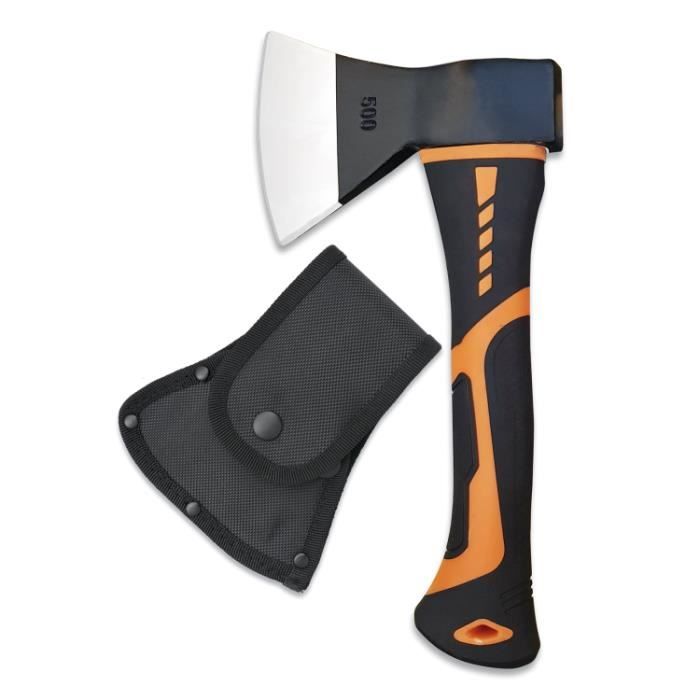 Hache manche en ABS et caoutchouc noir et orange 13 cm Machette / Hache / couteau multifonction