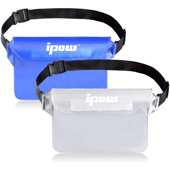 IPOW Pochette Étanche à Sangle Réglable,Sac Etanche de Natation,Etui Imperméable à Ceinture pour Rafting,Kayak,Canotage,Voile,Campin