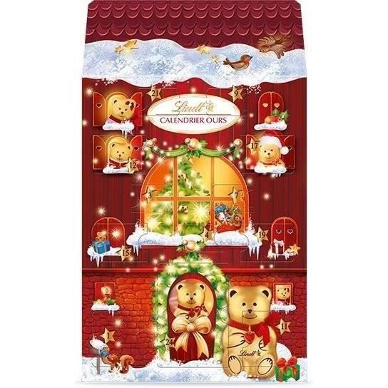 LINDT & SPRÜNGLI Calendrier de l'Avent Chocolat Châlet Ours Lait - 236 g
