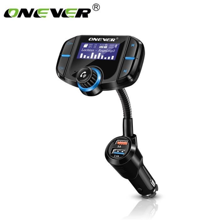 Transmetteur FM Bluetooth Adaptateur Radio Bluetooth sans Fil Voiture avec Grand Ecran,Appels Mains Libres, USB Doubles Intelligents