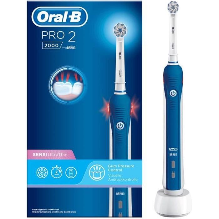 Oral-B Pro 2 2000 Brosse À Dents Électrique - aide à brosser les dents pendant 2 minutes
