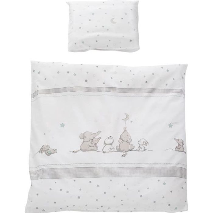 ROBA Parure de berceau -Sternenzauber- 2 pièces, draps 80x80 cm, réversible, 100 % coton