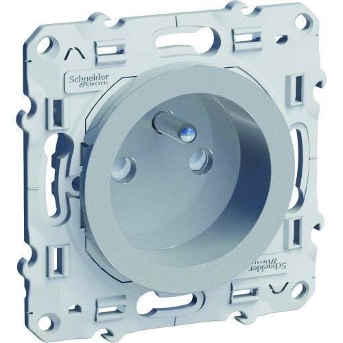 Schneider Electric SC5S53A059 Prise de courant avec terre 2 P+T avec éclipses Odace 230 V Alu