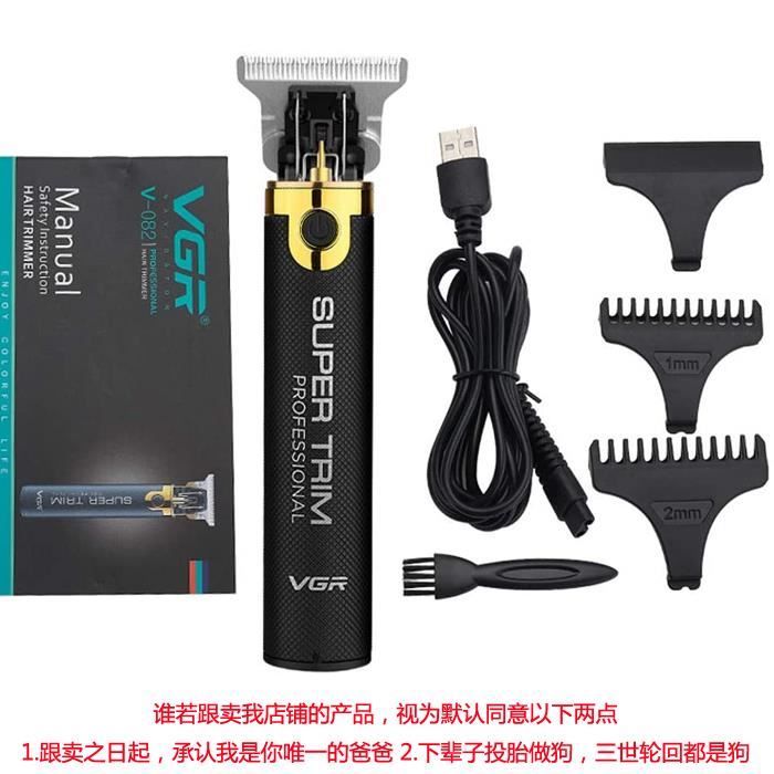 VGR Tondeuses à Cheveux Tondeuse à Cheveux pour Hommes Professionnel, 0mm T-Blade sans Fil Barber Hair Cutting Grooming Machine USB