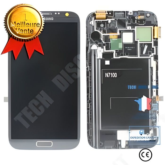 TD® Ecran remplacement tactile LCD kit complet + vitre + outils modèle samsung note II2 N7100 gris bouton homme Caméra frontale tact