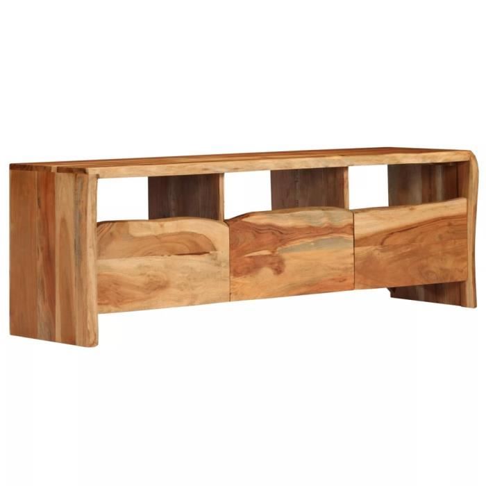 vidaXL Meuble TV Bois d'acacia massif Bordure assortie 120x35x40 cm