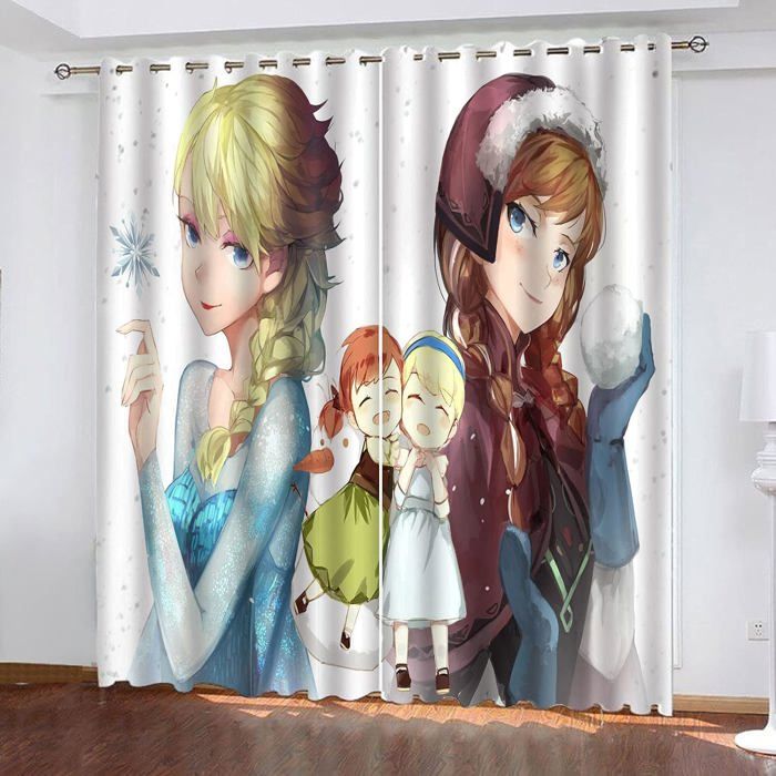 Lot De 2 Rideaux La Reine Des Neiges Aisha Et Anna - Occultant ...