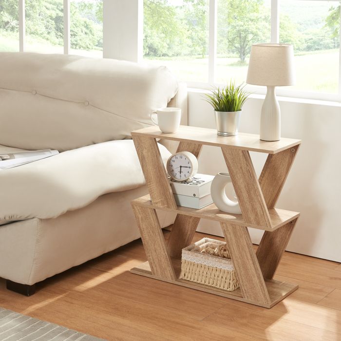 Table dappoint Nome avec 2 étagères pannneau de particules 60 x 22 x 57 cm effet chêne