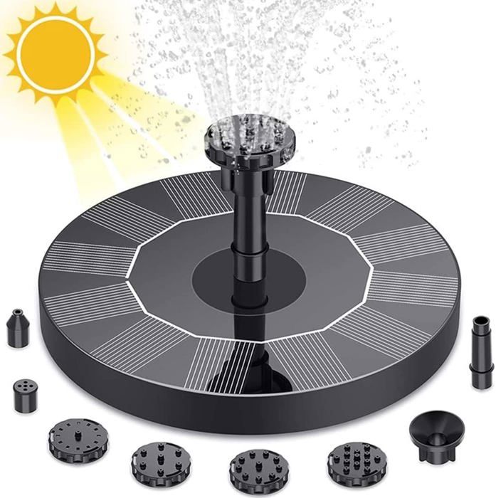 Fontaine Solaire Flottante Pour Bassin Et Bain D'oiseaux - Pompe 180L/h, Panneau Solaire 7V - Décoration De Jardin écologique