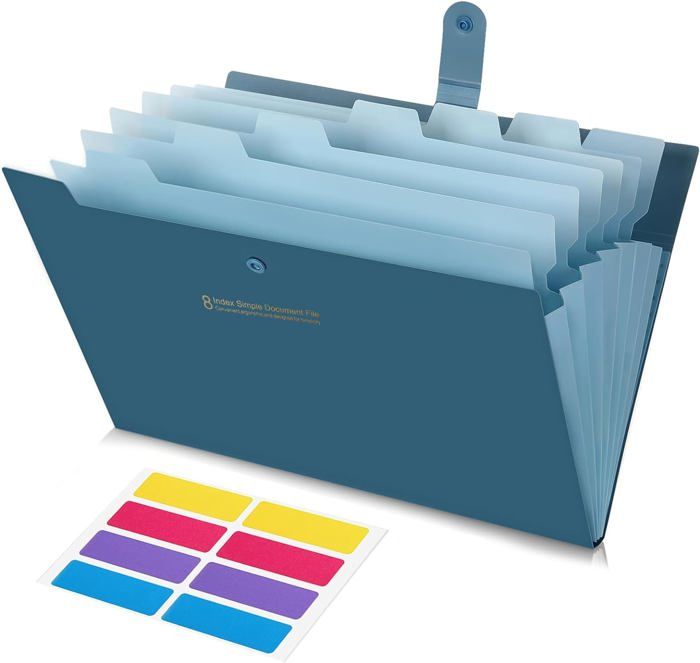 Trieur Documents A4 UBAYMAX - 12 Compartiments Colorés - Fermeture Élastique - Pour Bureau Ou École
