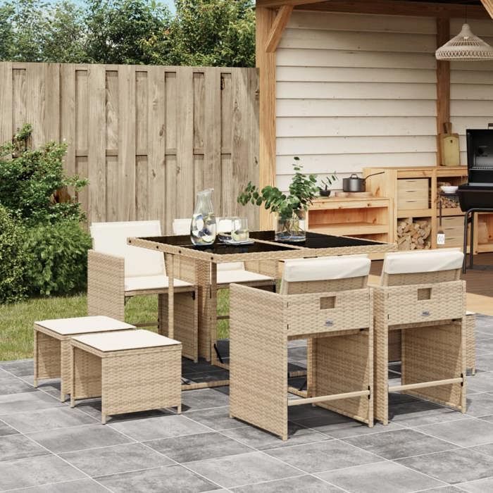 vidaXL Ensemble à manger jardin 9 pcs - vue 5