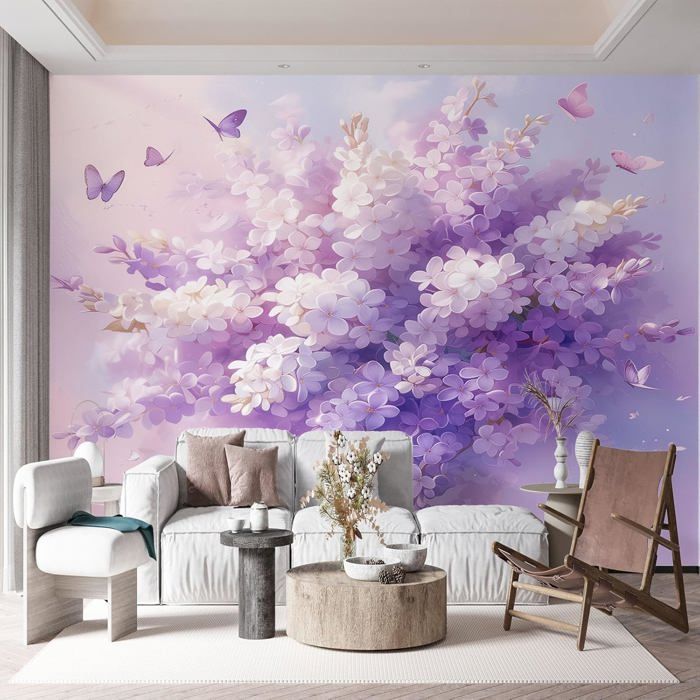Poster Floral Encadré Rose Clair Et Violet – Art Mural Moderne – ANCXWOTER
